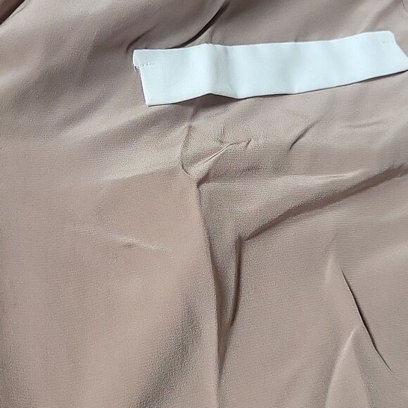 100% SILK HELENA QUINN REVOLVE TAN WHITE SHIRT DRESS TUNIC JACKET L XL NWT NEW - Picture 10 of 10